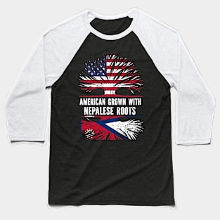 American Grown with Nepalese Roots USA Flag Baseball T-Shirt